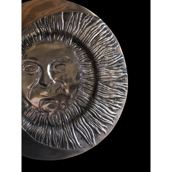 Handcrafted Pewter Sun & Moon Decorative Plate By Betty Barrena 12.75" - Picture 6 of 7